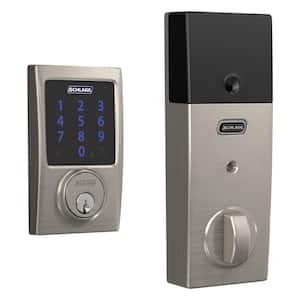 Century Satin Nickel Electronic Connect Smart Deadbolt with Alarm Z-Wave Plus Enabled
