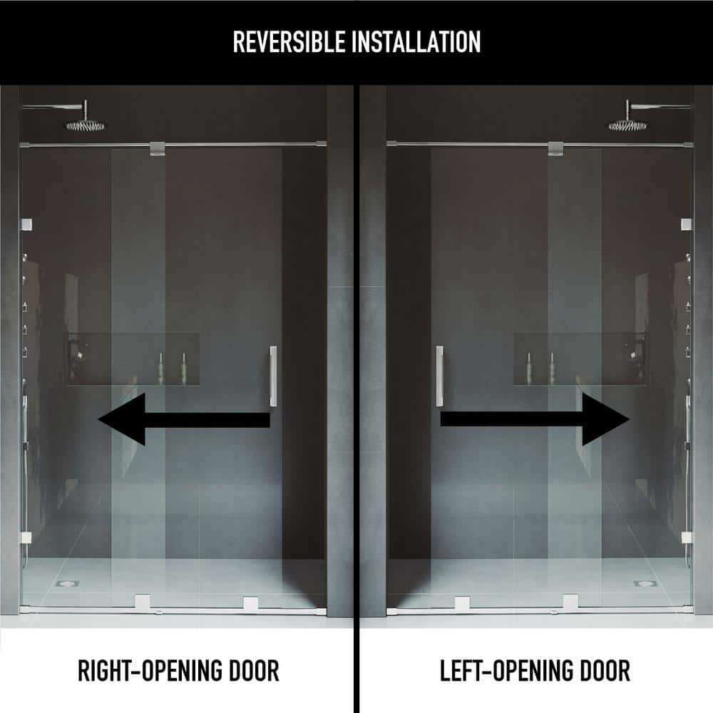 Ryland 60" Frameless Chrome Sliding Shower Door with Clear Glass