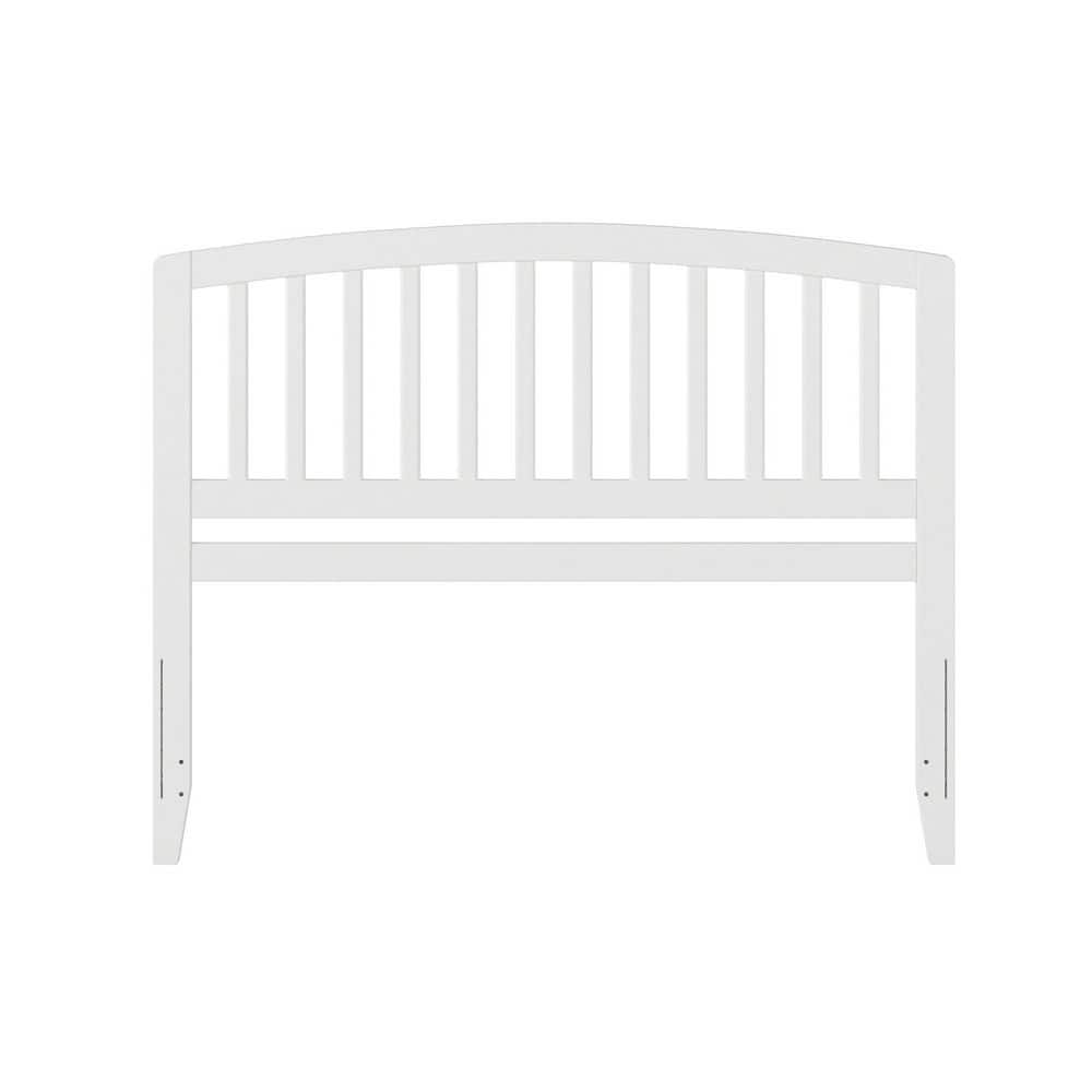Queen White Wood Slatted Headboard with USB Charging Station