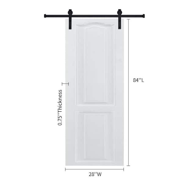 CNC Crafted Modern Door 3/4 in. thick 28 in. x 84 in. MDF White Barn Sliding Door With Hardware kit