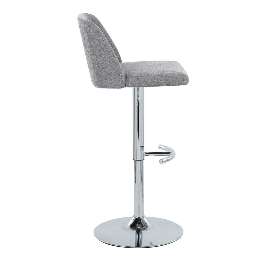 Gray Adjustable Swivel Bar Stools with Metal Frame