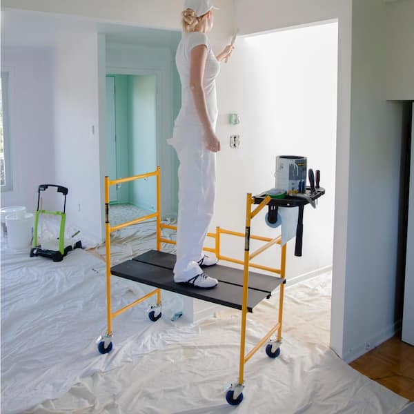 Heavy Duty Scaffolding Platform Ladder Rolling Wheels Door Painting Job DIY Home 