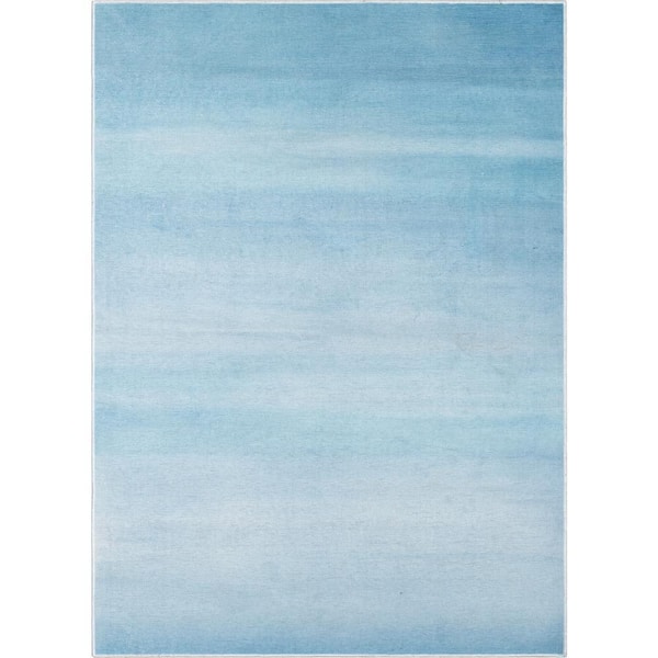 Nightfall Modern Kids Blue 6 ft. x 9 ft. Machine Washable Flat-Weave Area Rug