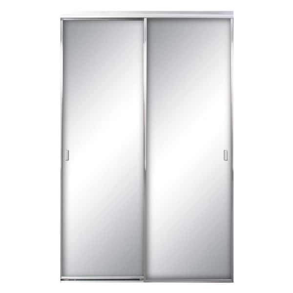 Contractors Wardrobe 48 in. x 81 in. Asprey Bright Clear Aluminum Frame Mirrored Interior Sliding Closet Door