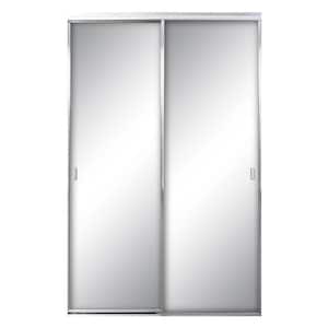 60 in. x 96 in. Asprey Bright Clear Aluminum Frame Mirrored Interior Sliding Door