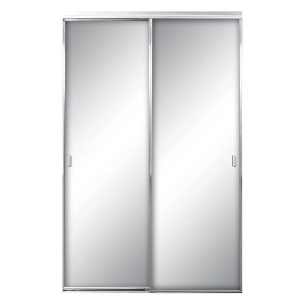 Contractors Wardrobe 96 in. x 96 in. Asprey Bright Clear Aluminum Frame Mirrored Interior Sliding Closet Door