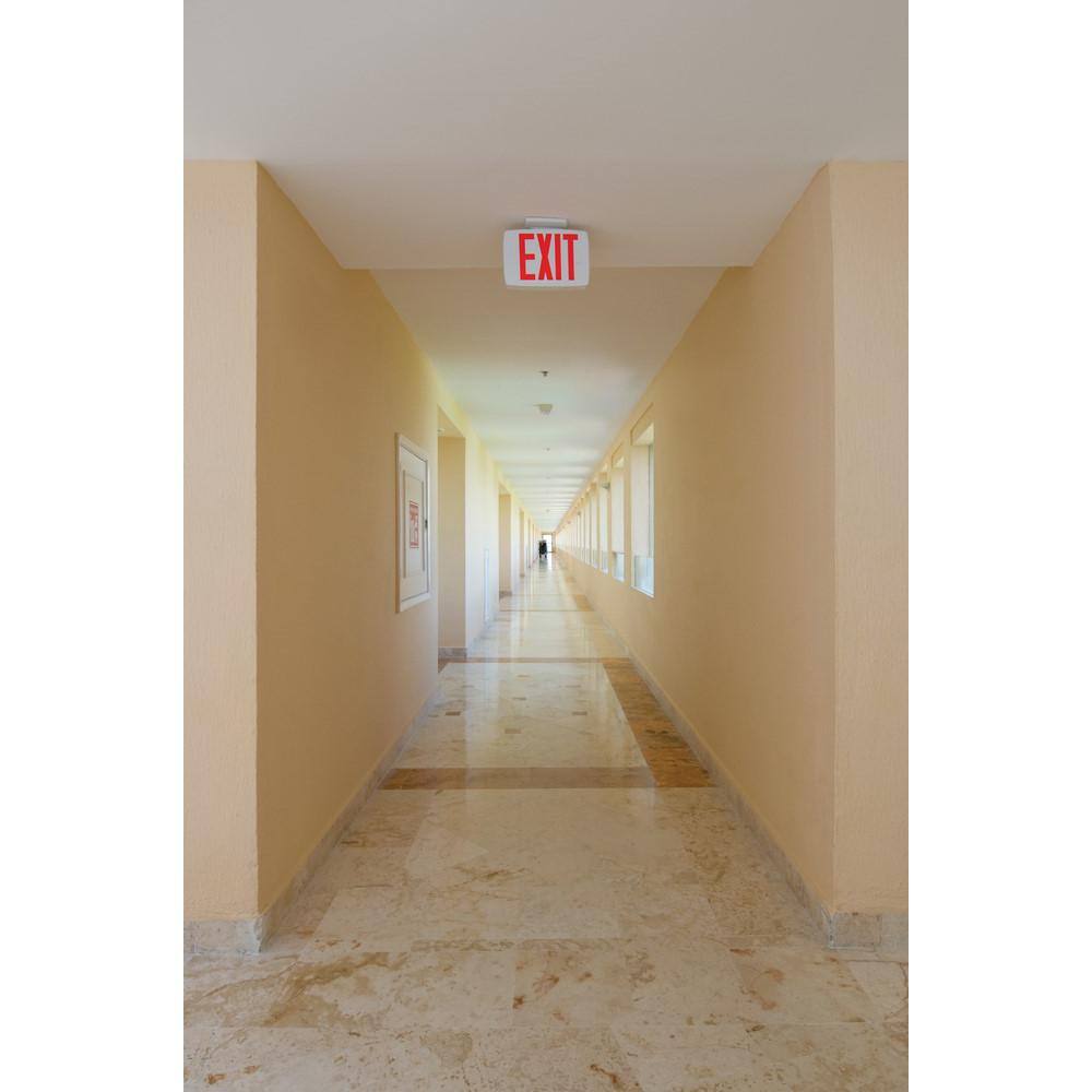 White Hardwired LED Exit Sign with Red and Green Light