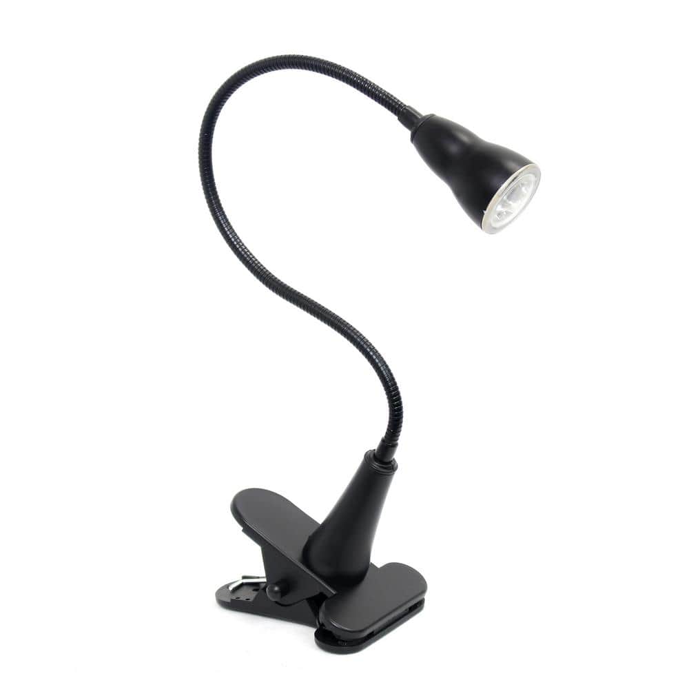 Simple Designs 22.5 in. Black Integrated LED Gooseneck Clip Light Desk Lamp  1-Watt LED 10-Watt Incadscenet Equivalent LD2015-BLK - The Home Depot