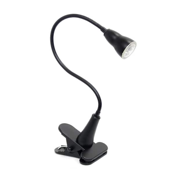 Simple Designs 22.5 in. Black Integrated LED Gooseneck Clip Light Desk Lamp 1-Watt LED 10-Watt Incadscenet Equivalent