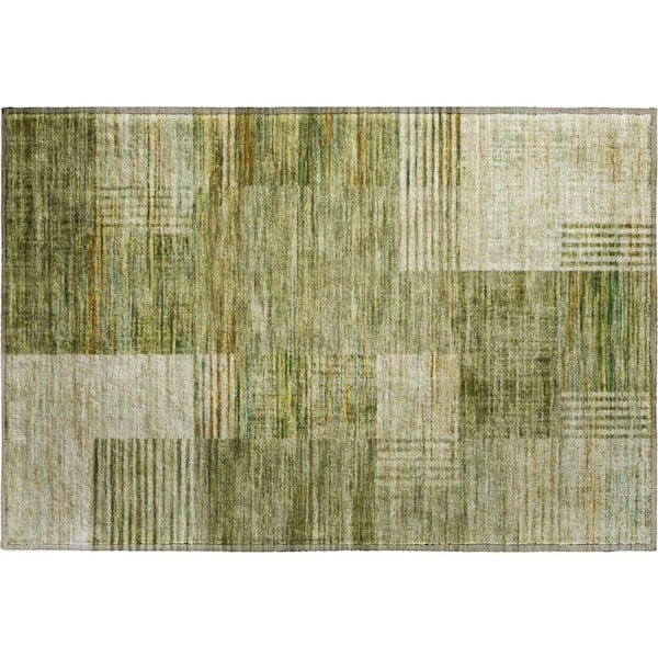 Mayfield Premium Machine Washable Abstract AMF2149 Aloe 2 ft. x 3 ft. Accent Rug
