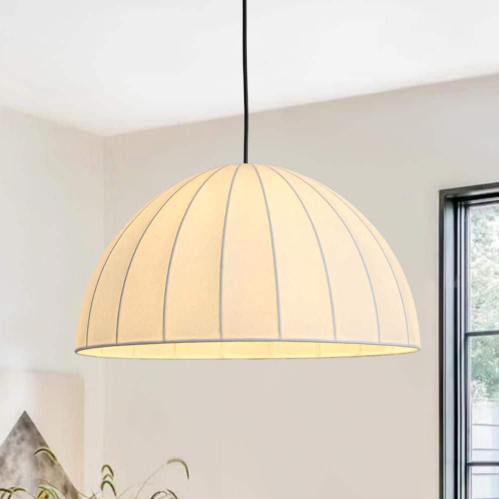 Haven 1-Light 19.7 in. Modern Matte Black Dome Pendant Light Isalnd Chandelier with Linen Fabric Shade price history on PriceWatchPro