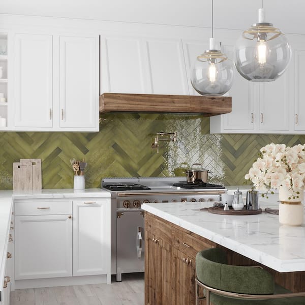 Silken Green 2.56 in. x 15.75 in. Glossy Ceramic Subway Wall and Floor Tile (15 Cases, 161.40 sq. ft./Pallet)