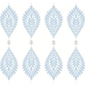 Luxe Haven Blue Skies and Daydream Grey Palm Frond Vinyl Peel and Stick Wallpaper Roll 40.5 sq. ft.