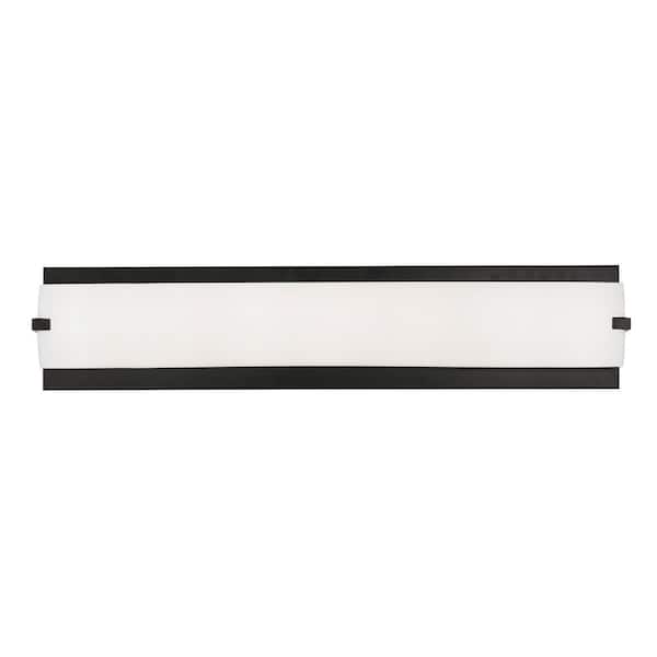 Axel 48 in. 1-Light Black LED Vanity Light Bar with White Acrylic Shade
