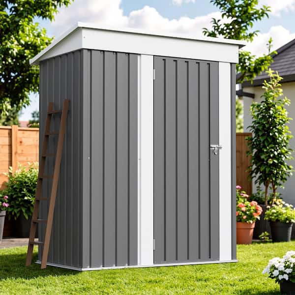 5 ft. W x 3 ft. D Outdoor Storage Metal Shed, Lockable Garden Shed for Backyard, Gray(15 sq. ft. )