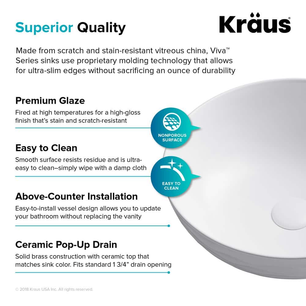 Modern Round Grey Ceramic Vessel Bathroom Sink, 16.5" with Pop-Up Drain