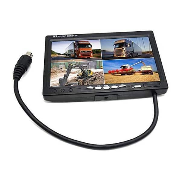 OBJLGEV 7 in. TFT LCD Car Rearview Quad Split Monitor in Black (1