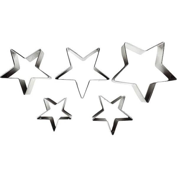 5 Piece Stainless Steel Star Shaped Cookie Cutter Set Fondant Cake Mold for Baking and Food Decoration