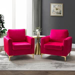 Ennomus Fuchsia Polyester Club Chair with Removable Cushions (Set of 2)
