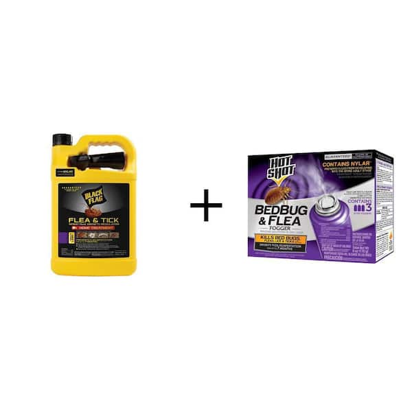1 Gal. Flea and Tick Spray Plus Growth Regulator and Bed Bug and Flea Killer Aerosol Fogger (3-Count) Combo