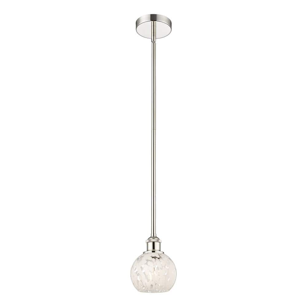 White Mouchette 100-Watt 1-Light Polished Nickel Shaded Mini Pendant Light with Painted Glass Shade price history on PriceWatchPro