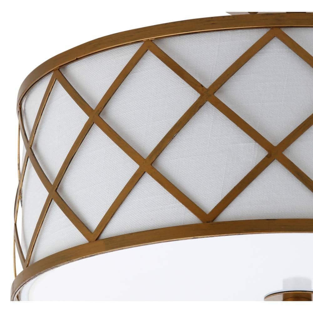 Elizabeth 16.75" Gold and White LED Drum Flush Mount Light