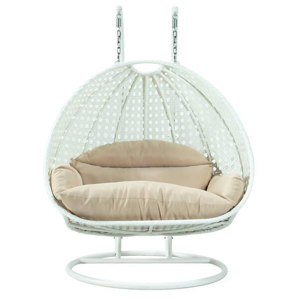 hanging white wicker chair