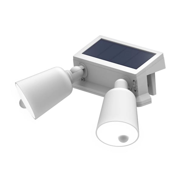 1200-Lumen Solar White Motion Sensing Dusk to Dawn Integrated LED Gutter Mount Flood Light