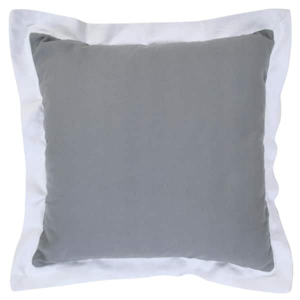 LR Home Bordered Gray/White Flange Frame 20 in. x 20 in. Throw Pillow