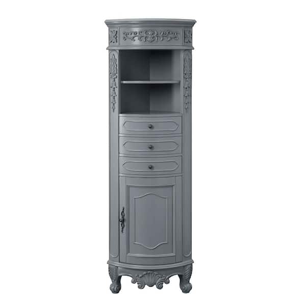 Home Decorators Collection Winslow 22 in. W x 14 in. D x 68 in. H Gray Freestanding Linen Cabinet