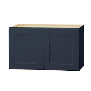 Avondale 30 in. W x 12 in. D x 18 in. H Ready to Assemble Plywood Shaker Wall Bridge Kitchen Cabinet in Ink Blue