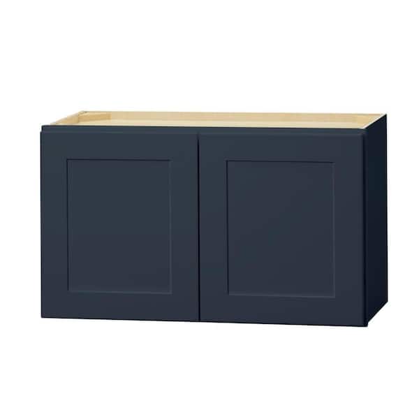 Avondale 30 in. W x 12 in. D x 18 in. H Ready to Assemble Plywood Shaker Wall Bridge Kitchen Cabinet in Ink Blue