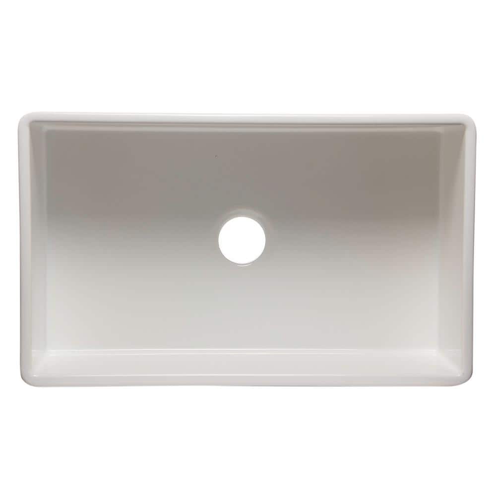 33'' White Fireclay Single Bowl Farmhouse Sink