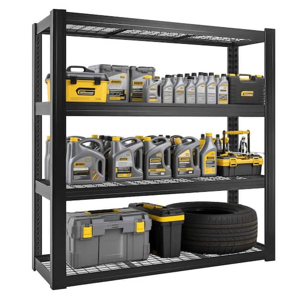 4-Tiers Industrial Duty Metal Adjustable Garage Storage Shelving Unit in Black (70.8 in. W x 70.8 in. H x 23.6 in. D)