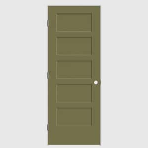 24 x 80 in. 5-Panel Bayshore Right-Hand Hollow Truly Olive Molded Composite Single Prehung Interior Door w/ Flat Jamb