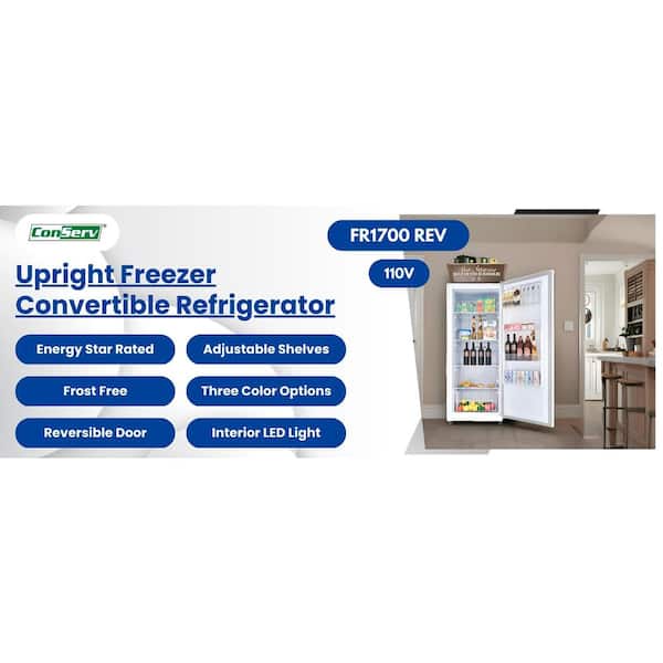 ConServ 17 cu. ft. Convertible UpRight Freezer/Refrigerator Garage