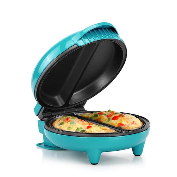 HOLSTEIN HOUSEWARES 4-Egg Teal and Stainless Steel 2-section Omelette Maker