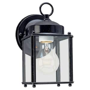 New Castle 1-Light Black Outdoor 8.25 in. Wall Lantern Sconce