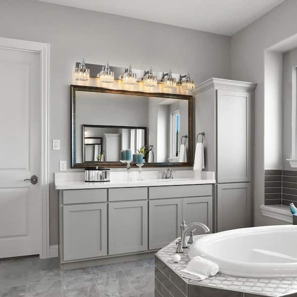 EDISLIVE 43.31 in. 6-Light Modern Chrome Bathroom Vanity Light