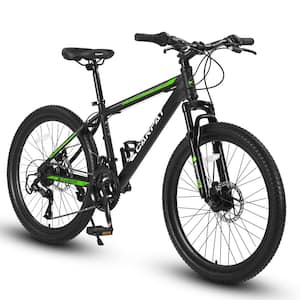 Black 26 in. Mountain Bike, Shimano 21 Speed with Mechanical Disc Brakes, High-Carbon Steel Frame for Adult & Teenagers