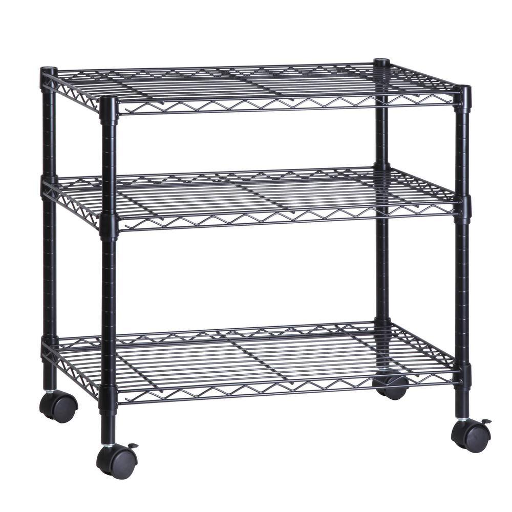 HoneyCanDo 3Shelf Portable Multimedia Cart, Black CRT04050 The