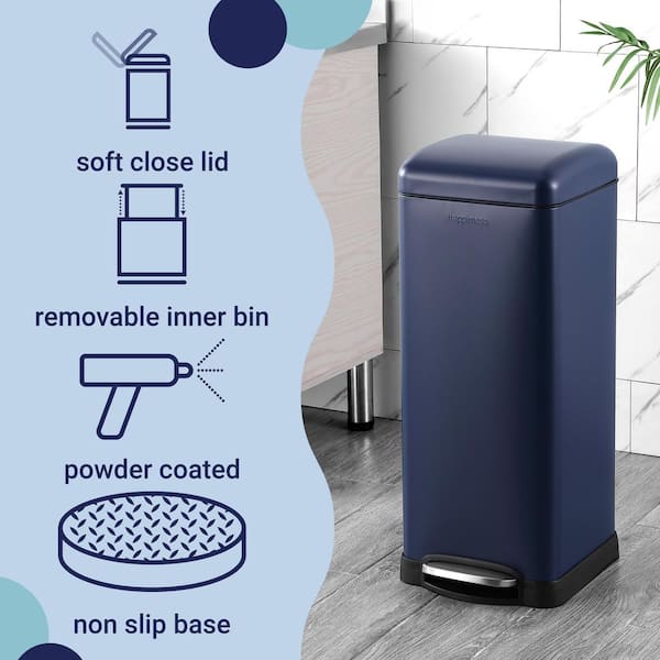 happimess Betty Retro 8-Gal. Step-Open Trash Can, Denim Blue