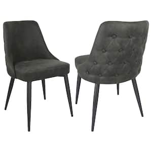 Cosmo Light Gray Microfiber Upholstered Curved Back Side Chairs Set of 2