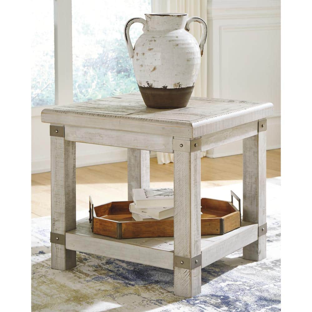 Contemporary Gray Rectangular End Table with Storage