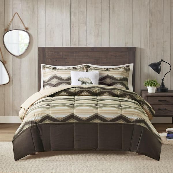 Woolrich Emmet Creek 4-Piece Brown Full/Queen Polyester Down Alternative Comforter Set with Throw Pillow