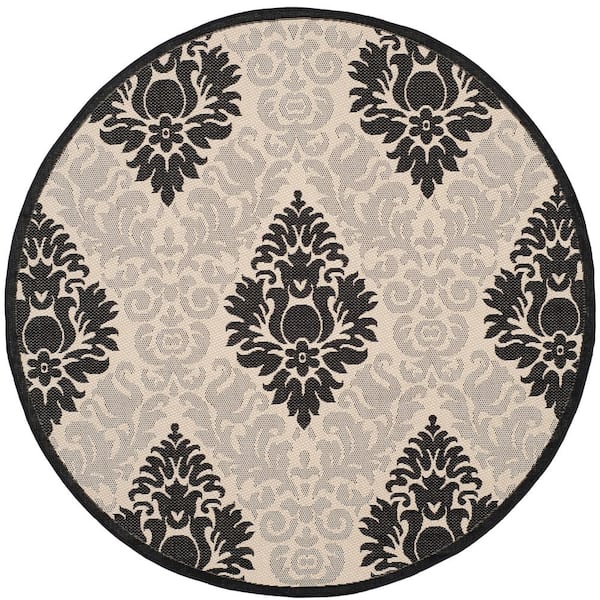 Safavieh Courtyard Sand/Black 7 ft. x 7 ft. Indoor/Outdoor Round Area RugCY271439017R The
