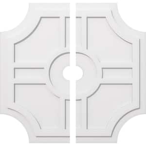 1 in. P X 12-1/2 in. C X 38 in. OD X 4 in. ID Haus Architectural Grade PVC Contemporary Ceiling Medallion, Two Piece