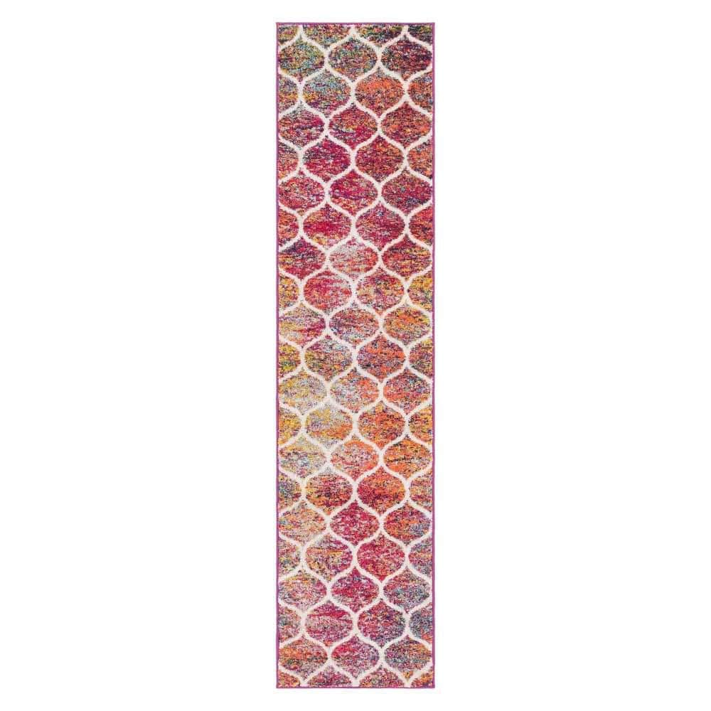 Trellis Frieze Collection Area Rug - Rounded (2 ft. x 8 ft. 8 in. Runner Multi/Black) price history on PriceWatchPro