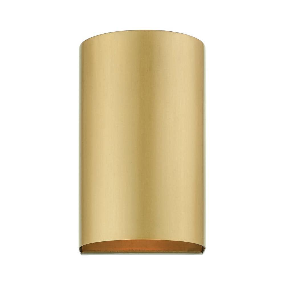 Satin Gold Handcrafted Steel Outdoor Wall Sconce