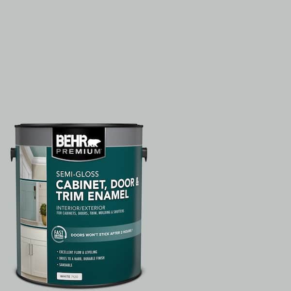 BEHR PREMIUM 1 gal. #PPU26-18 Silver Mine Semi-Gloss Enamel Interior/Exterior Cabinet, Door & Trim Paint